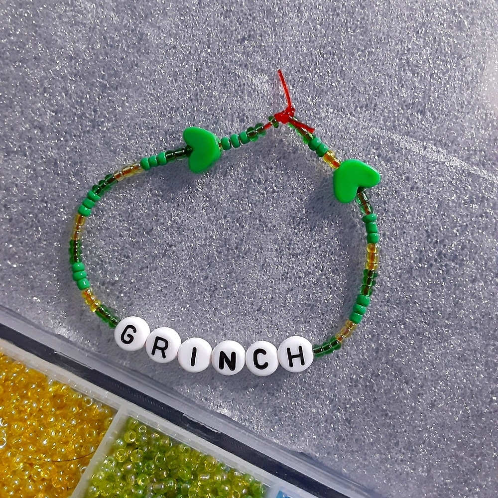 Handmade Grinch bracelet